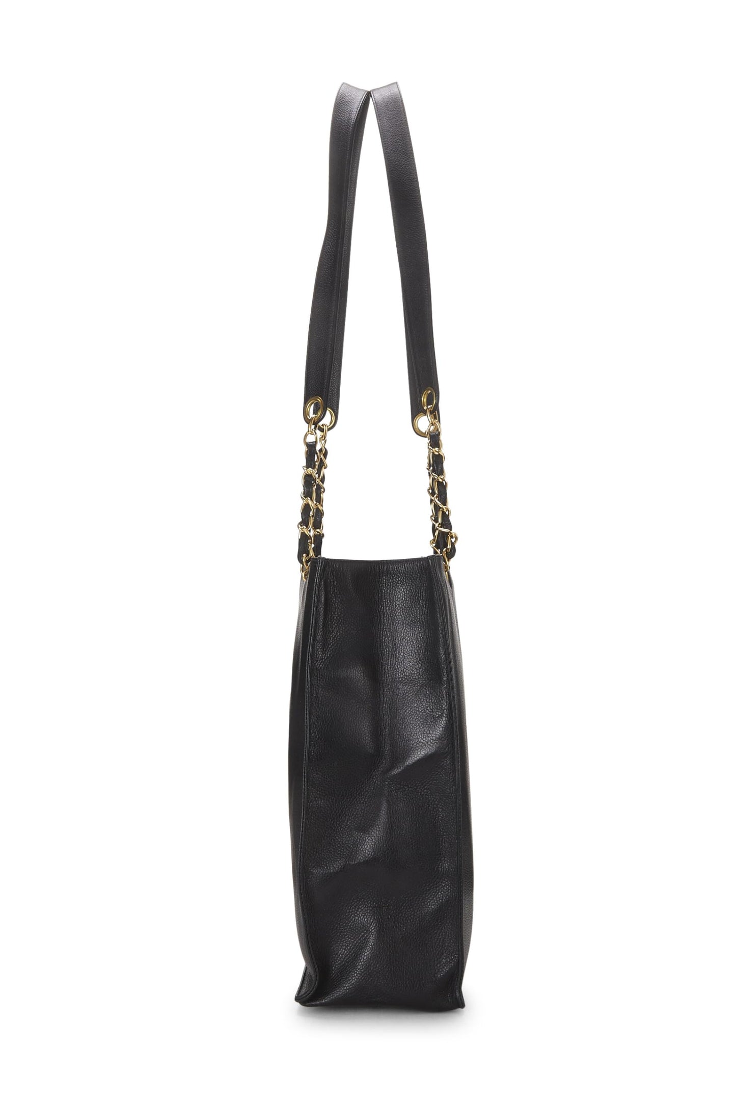 Chanel,  Black Caviar Flat Chain Tote Large, Black