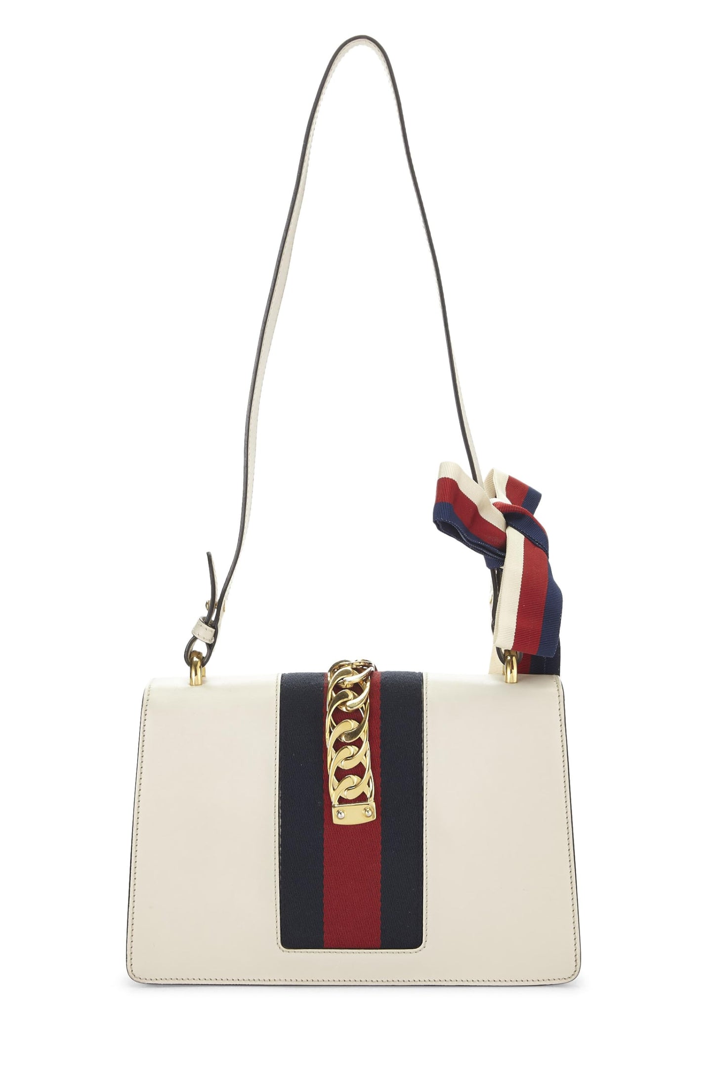 Gucci, White Leather Sylvie Shoulder Bag Small, White