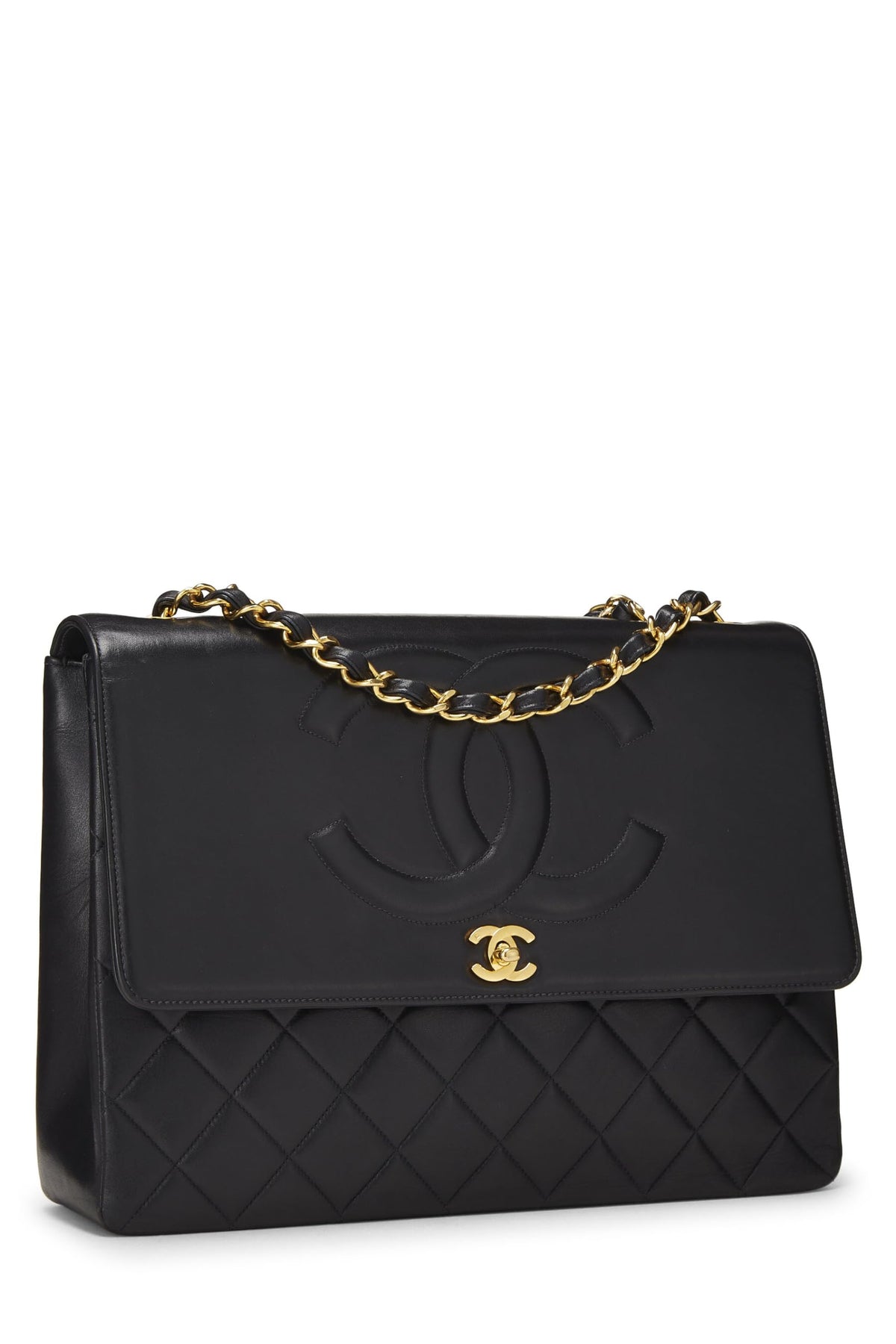 Chanel,  Black Lambskin 'CC' Flap Maxi, Black