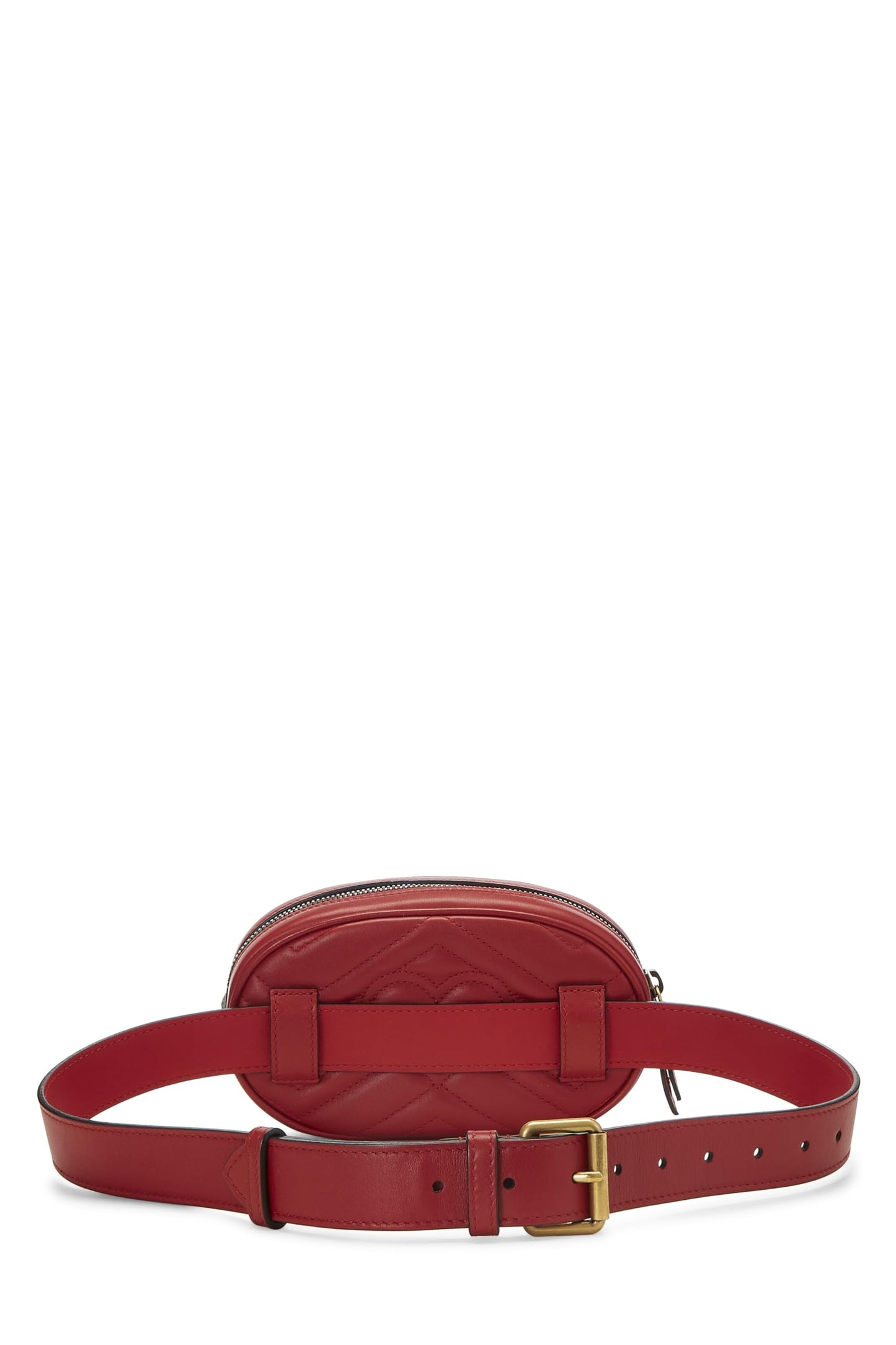 Gucci, Red Chevron Leather GG Marmont Belt Bag, Red