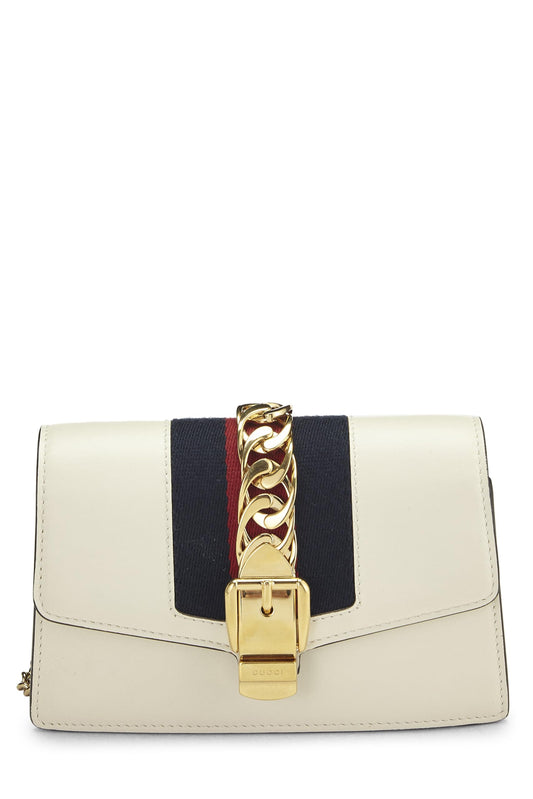 Gucci, White Leather Sylvie Chain Bag, White
