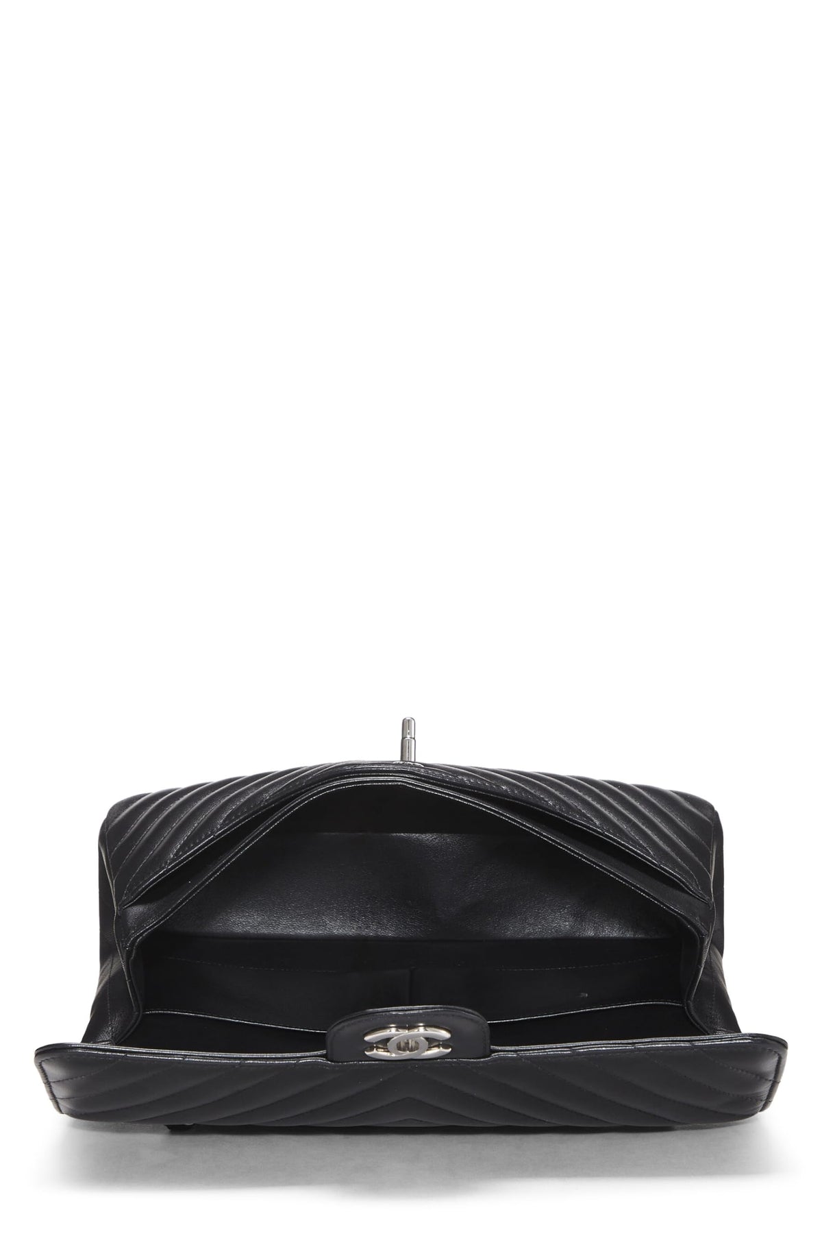 Chanel,  Black Chevron Lambskin Classic Double Flap Medium, Black