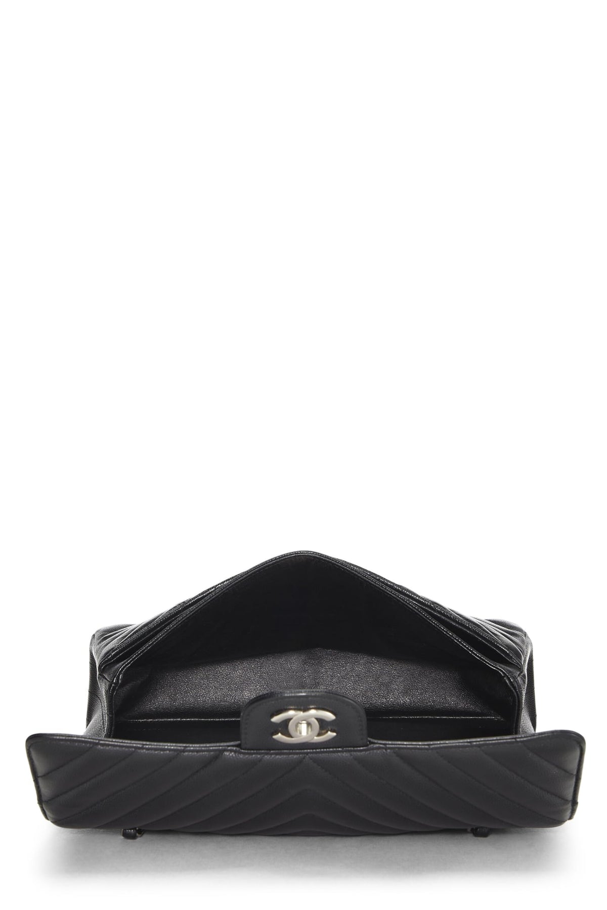 Chanel,  Black Chevron Caviar Classic Double Flap Medium, Black