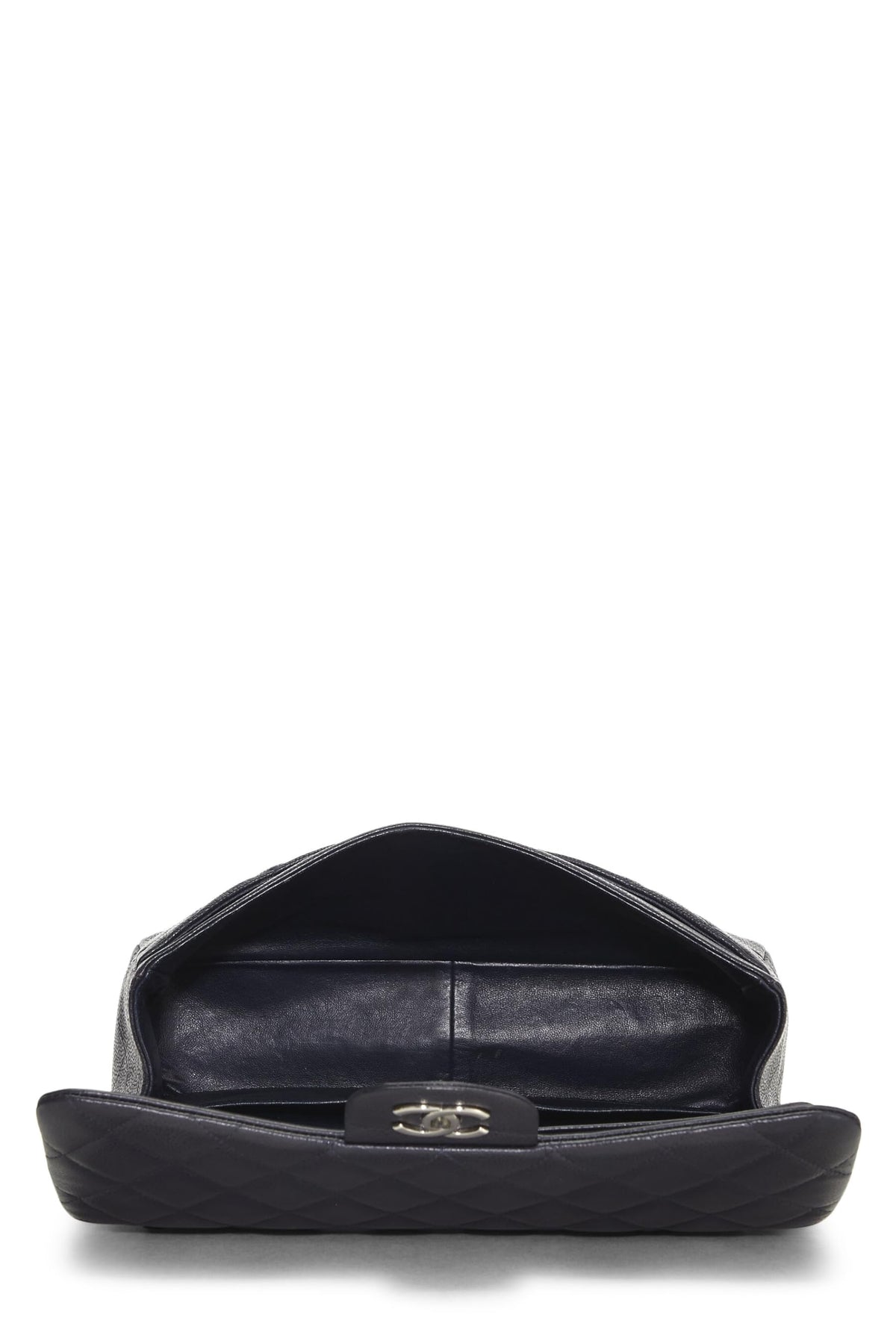 Chanel,  Navy Quilted Caviar New Classic Double Flap Jumbo, Navy