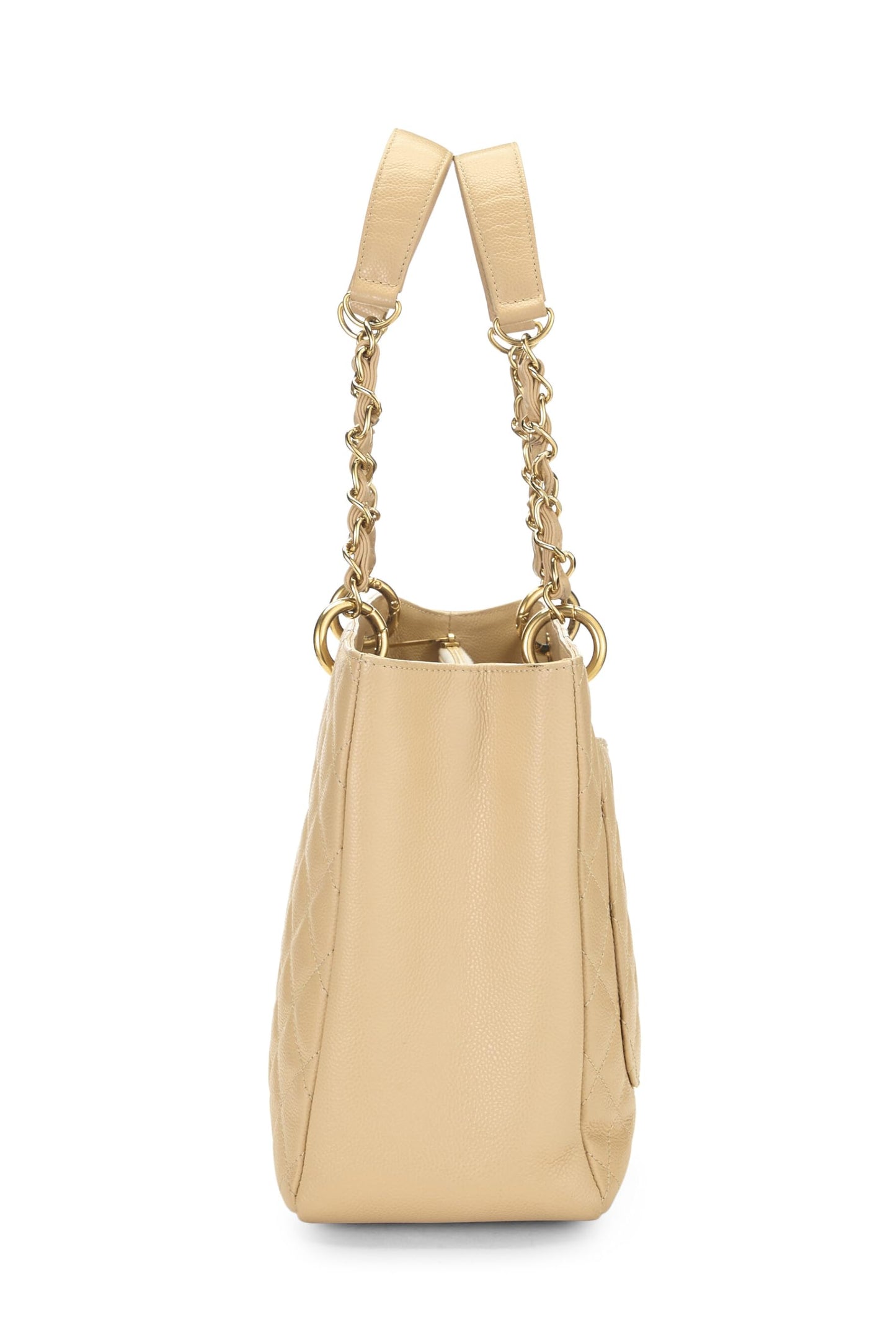 Chanel,  Beige Quilted Caviar Grand Shopping Tote (GST), Beige