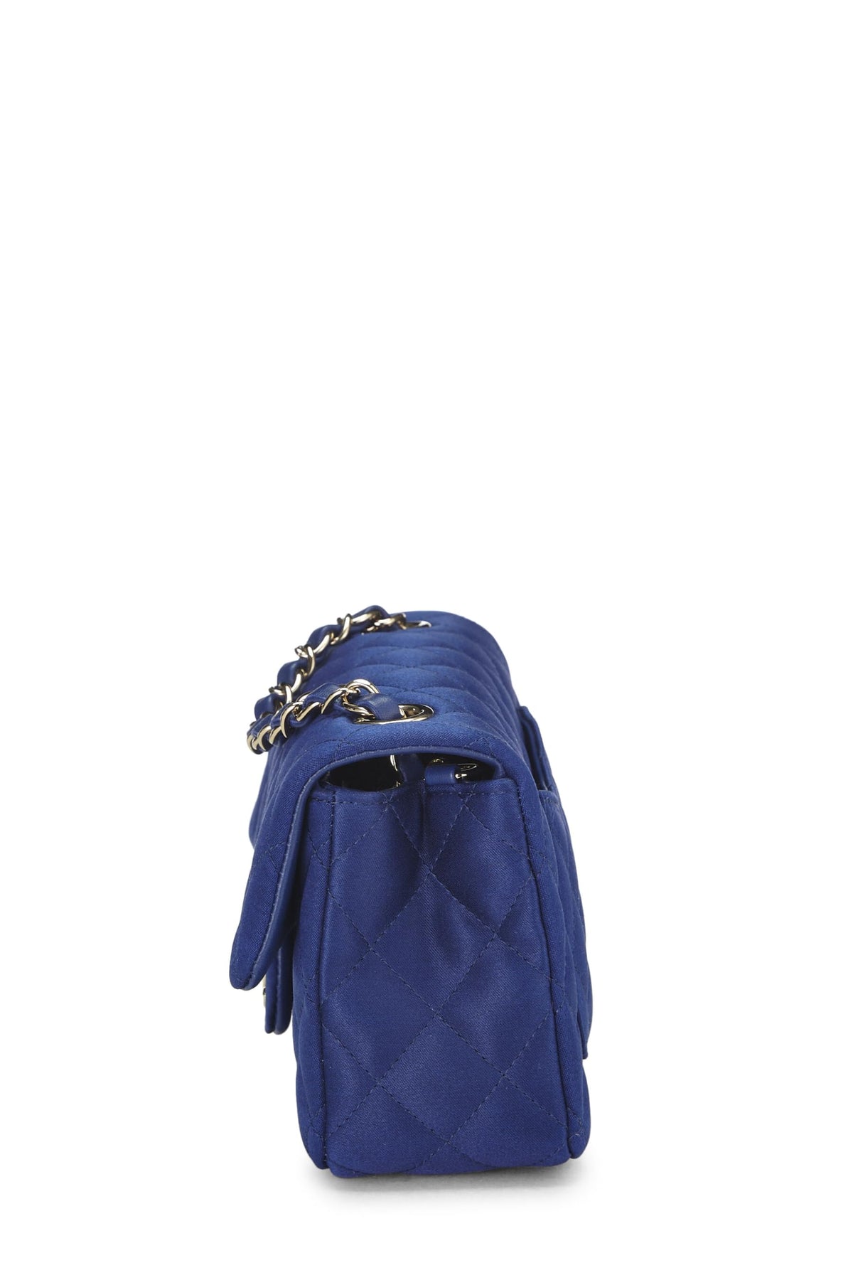 Chanel,  Navy Satin Rectangular Flap Small, Navy