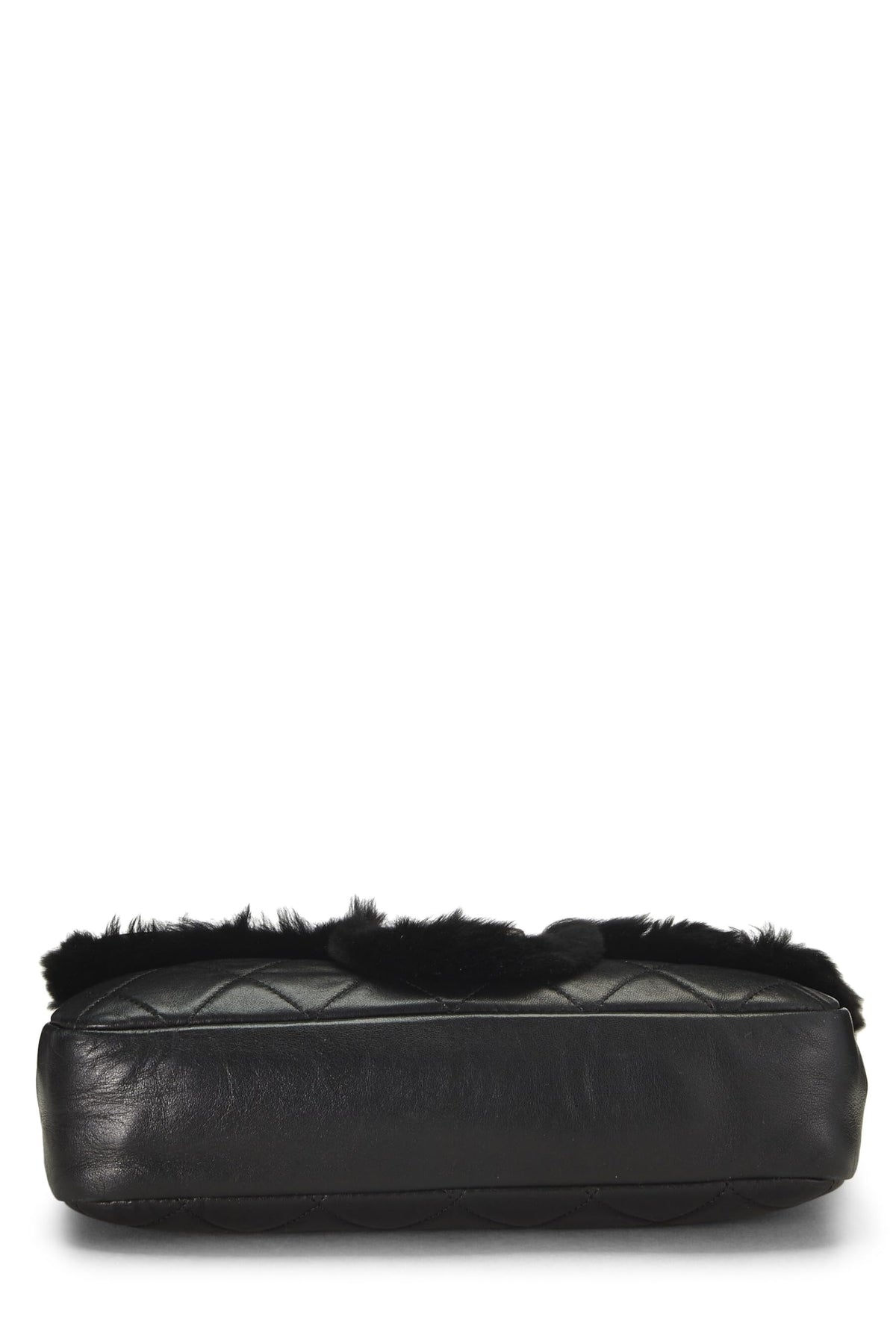 Chanel,  Black Quilted Lambskin Shearling Half Flap Medium, Black