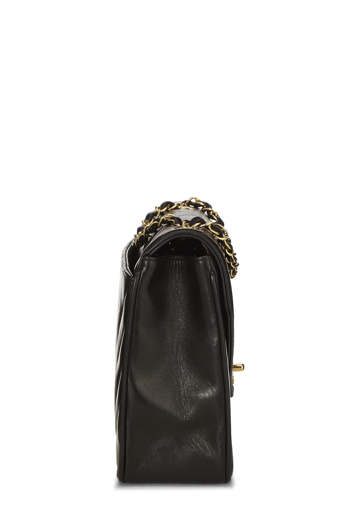 Chanel,  Black Chevron Lambskin Envelope Flap Small, Black