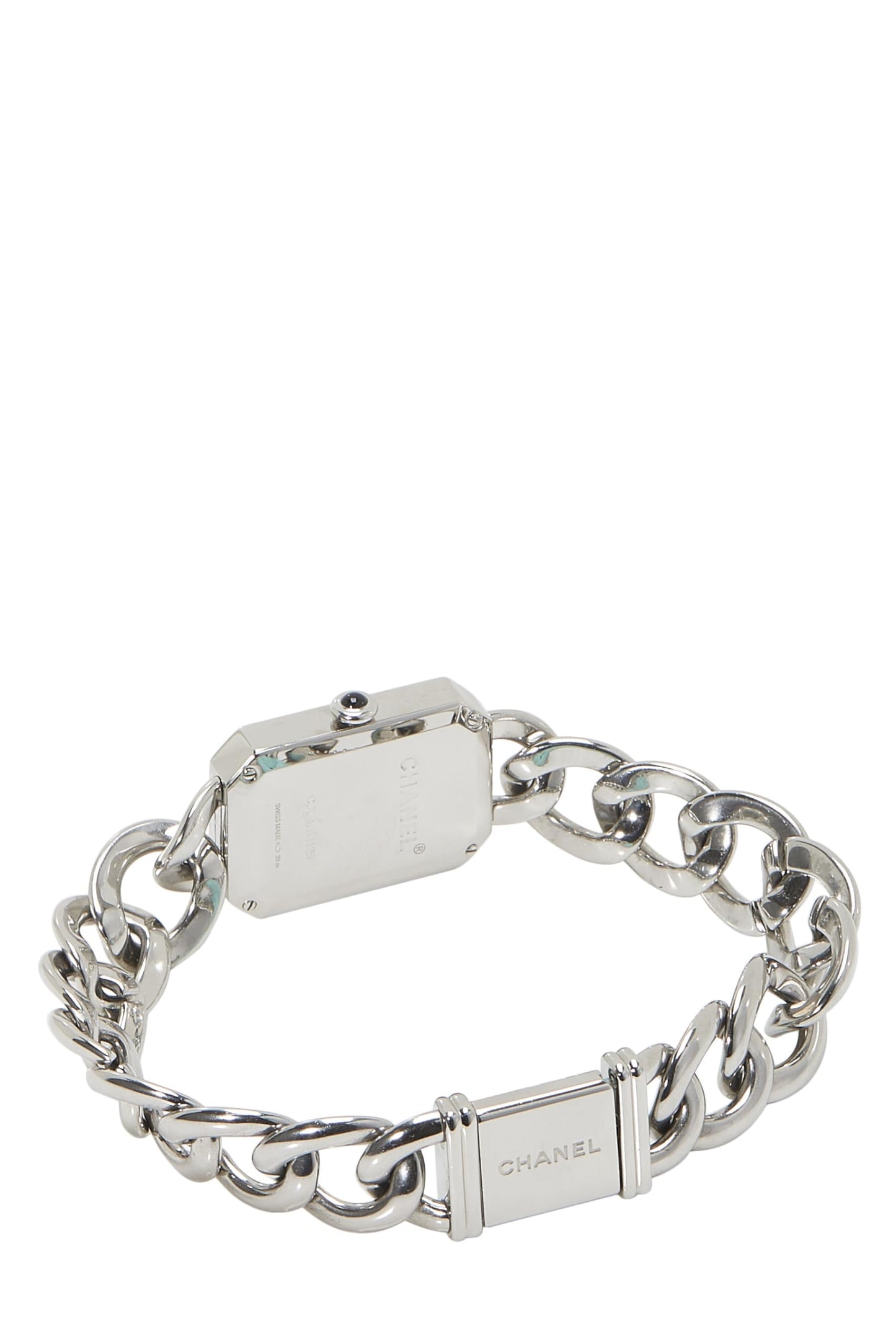 Chanel,  Black & Silver Premiere Gourmette Watch, Silver