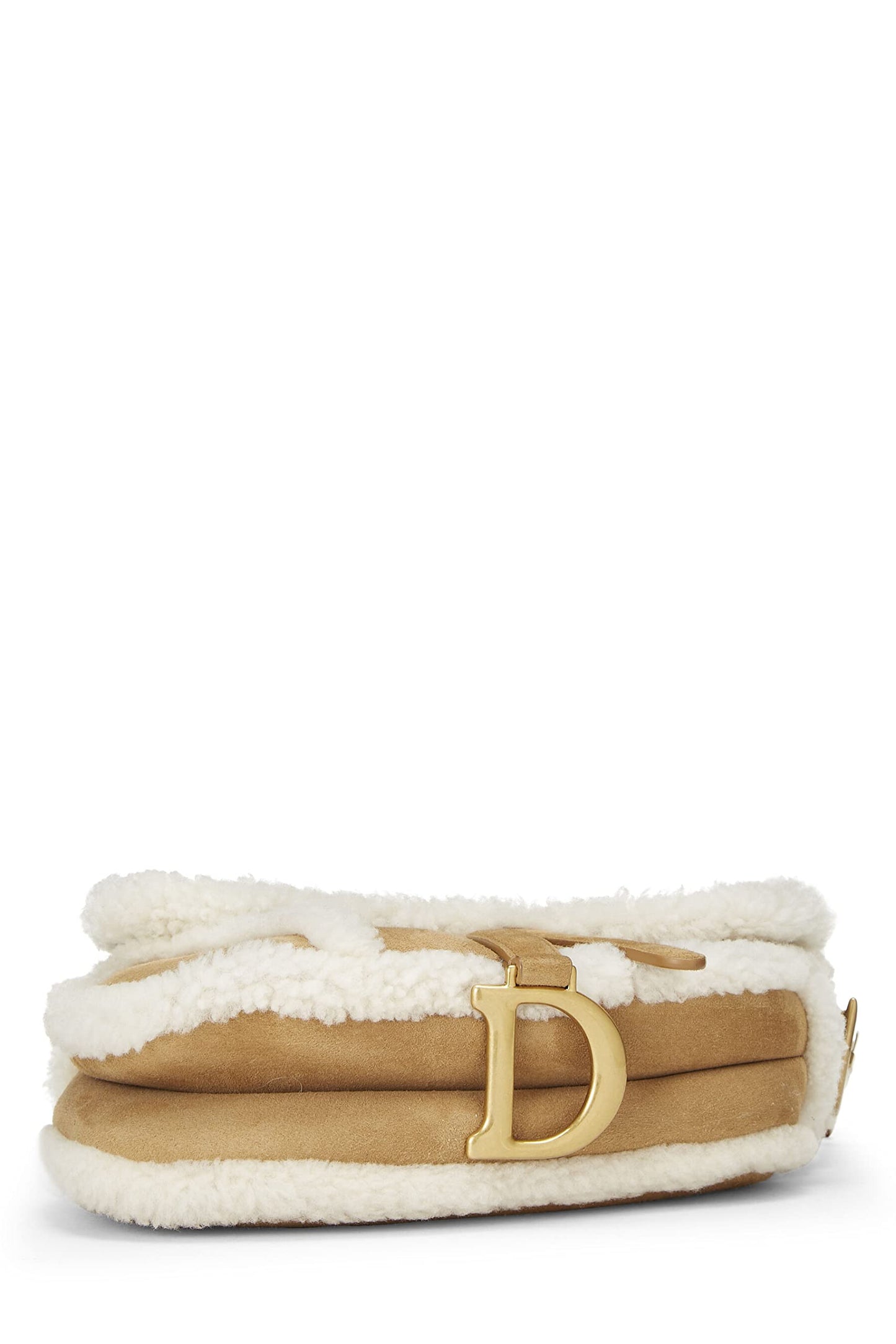Dior,  Beige Shearling Saddle Bag, Brown