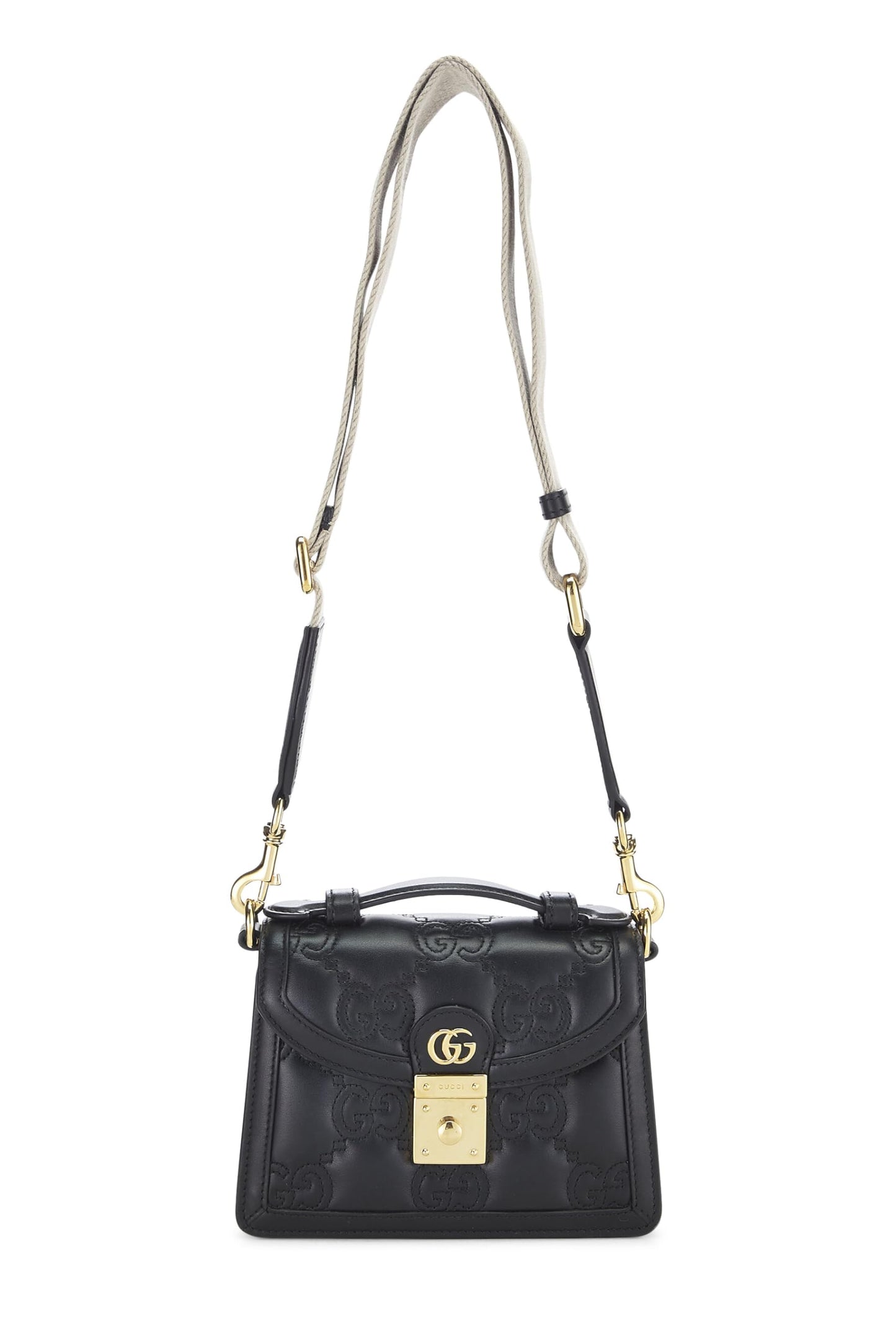 Gucci, Black GG Matelassé Leather Top Handle Small, Black
