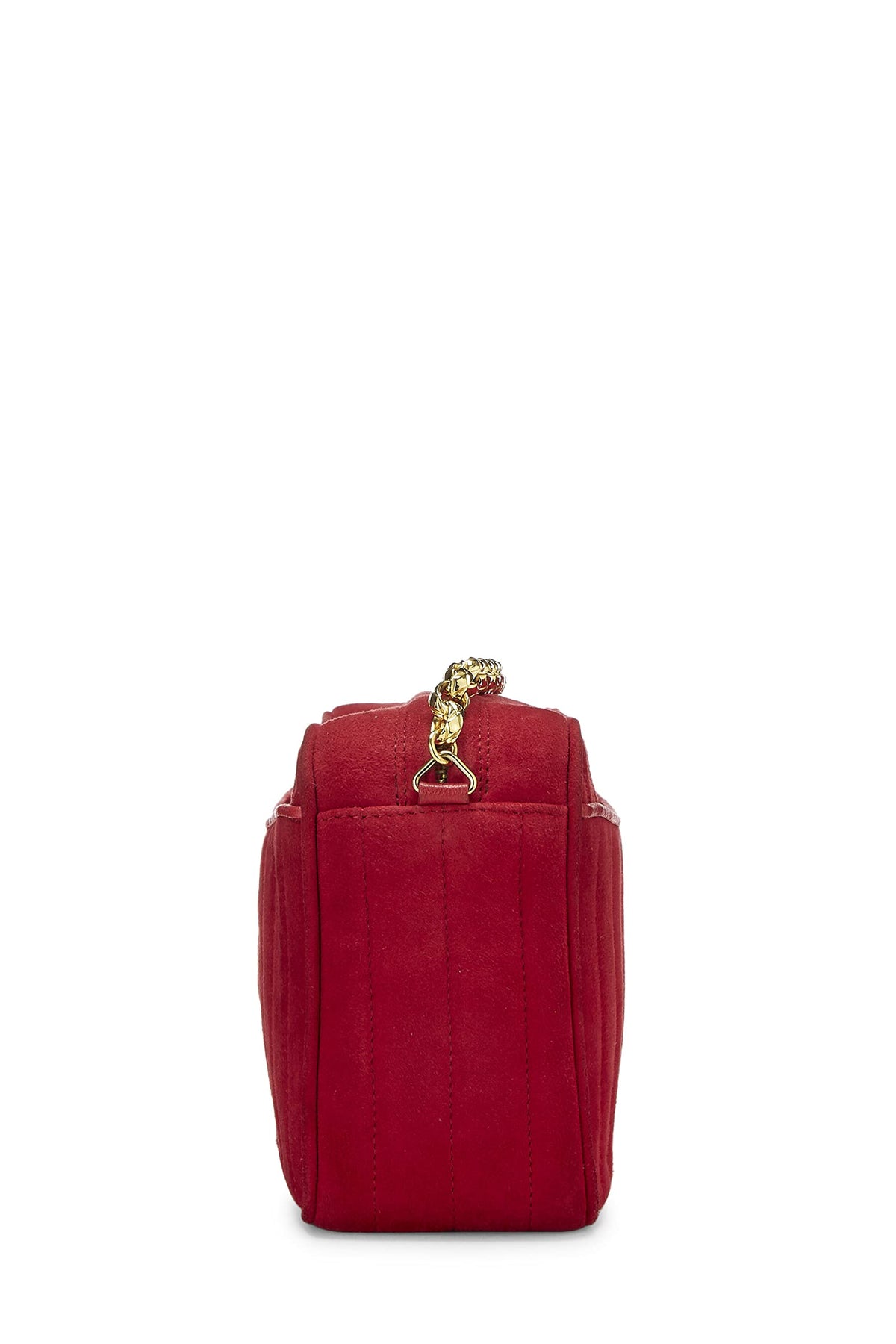 Chanel,  Red Vertical Suede Pocket Camera Bag Small , Red