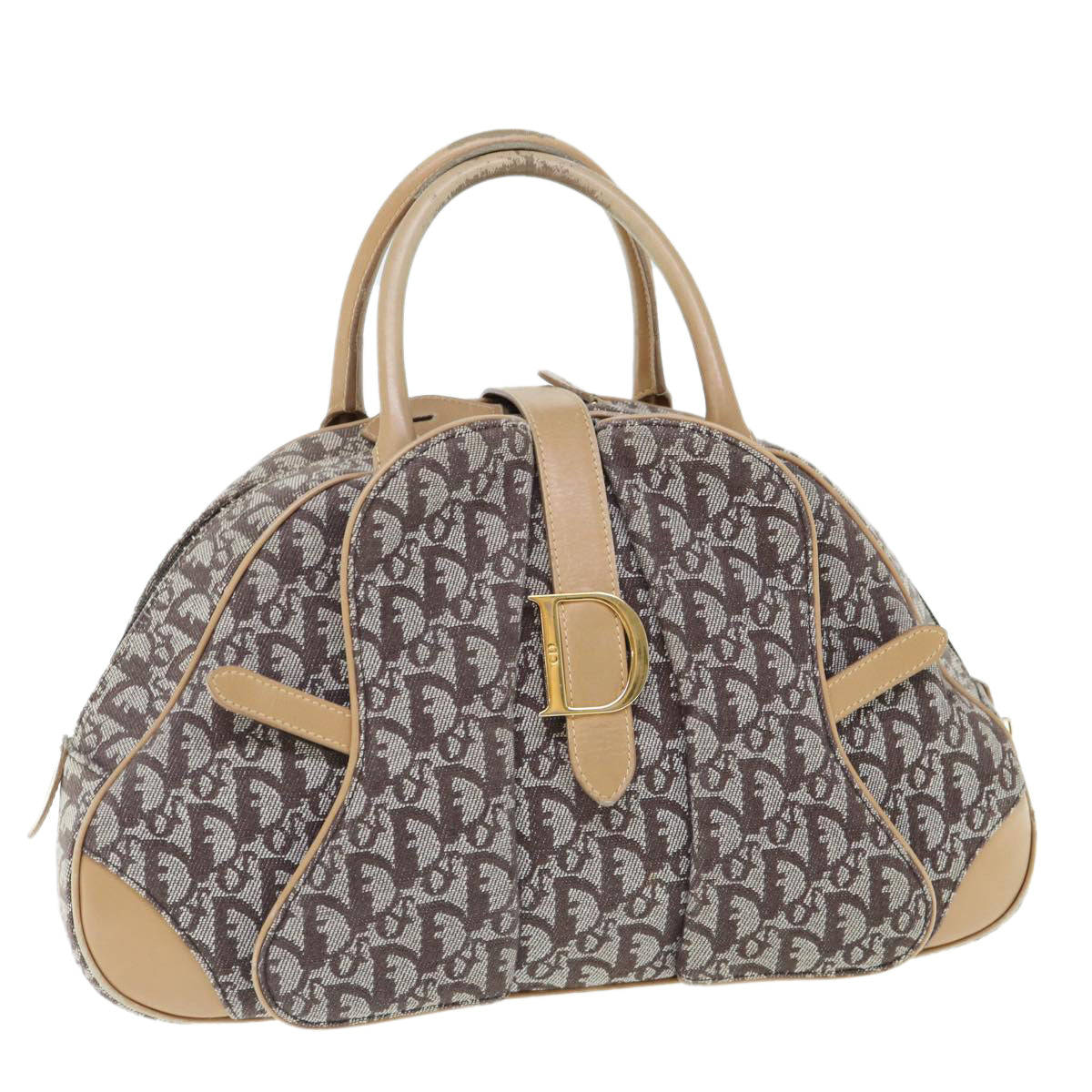 CHRISTIAN DIOR Trotter Canvas Hand Bag Beige Brown Auth 62094
