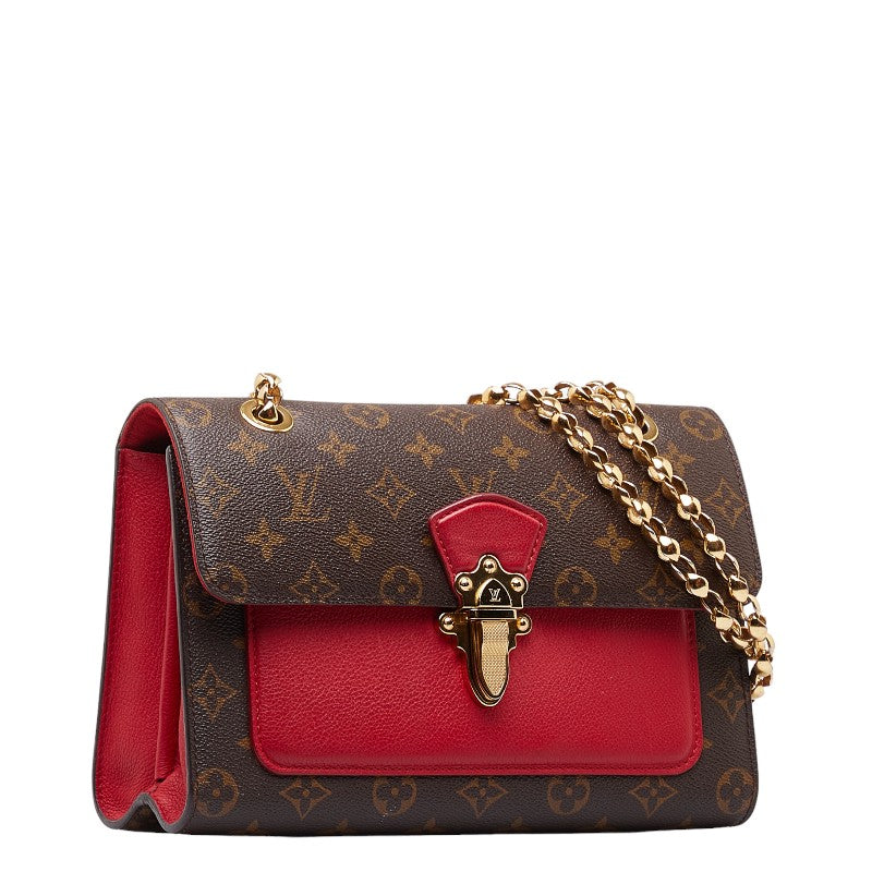 Louis Vuitton Monogram Victoria Chain  Shoulder Bag M41731 Brown Series Red PVC Leather  Louis Vuitton