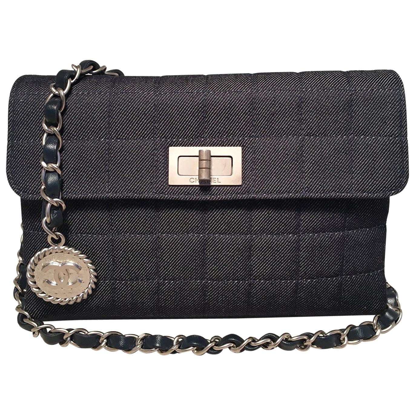 CHANEL Square Quilted Denim Convertible Bum Bag Waist Pouch Clutch Shoulder Bag