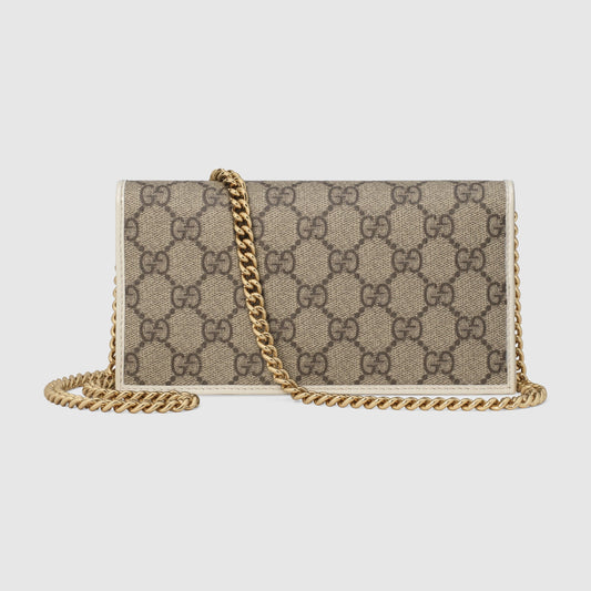 Gucci 1955 Horsebit Wallet With Chain GG Supreme Brown