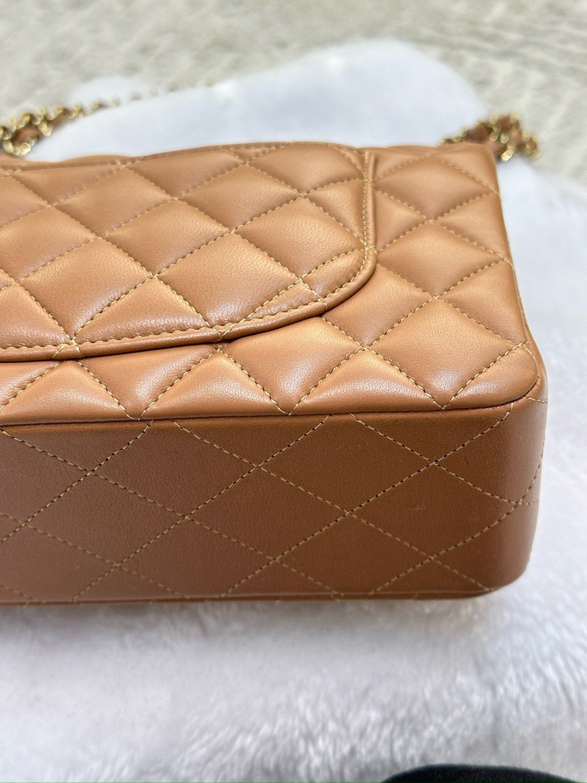 Chanel Small Lambskin Classic Double Flap Bag Dark Beige LGHW