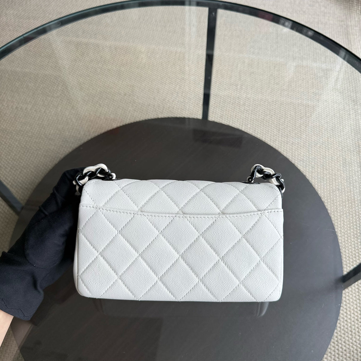 Chanel Seasonal Flap Small - Caviar My Everything Bag Quilted Grained Calfskin White Calfskin Black Hardware Series 30