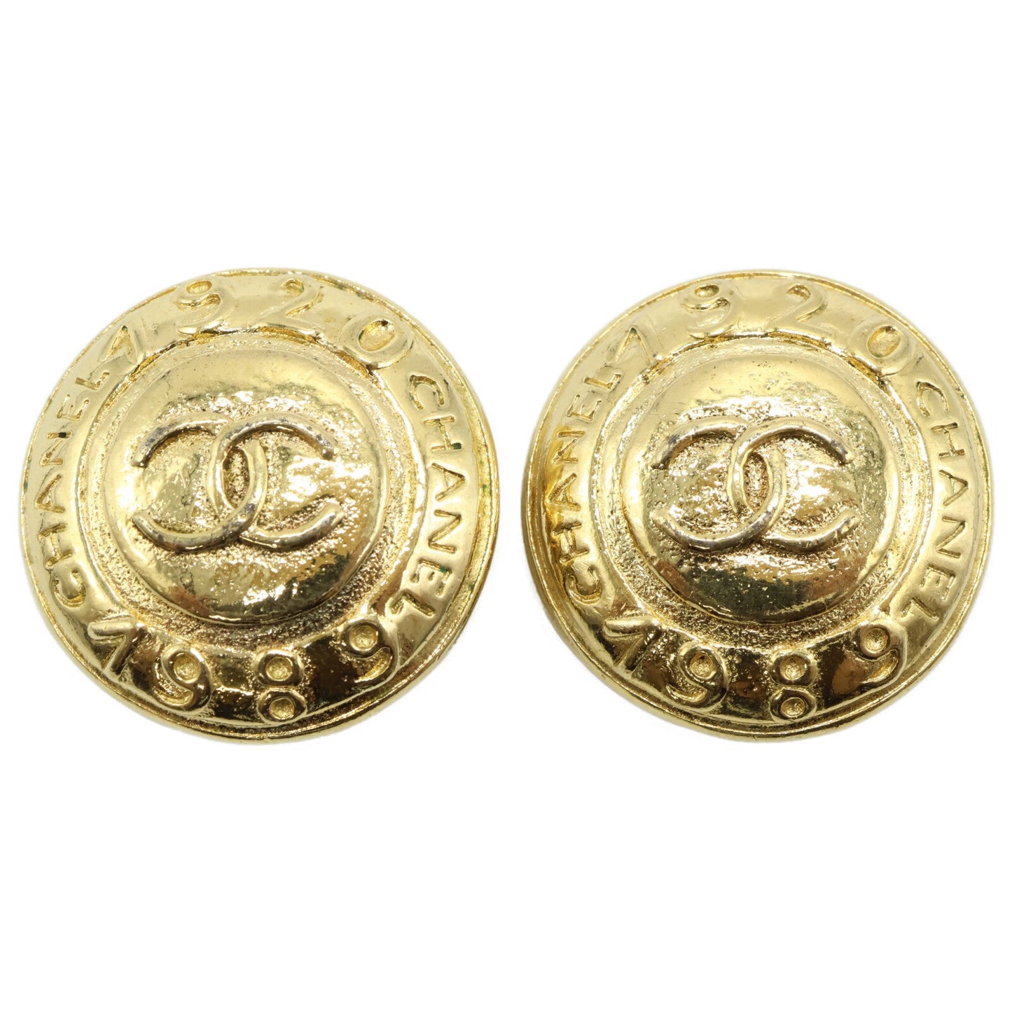 Chanel Coco Mark Round Earrings