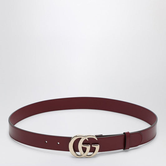 Gucci Gg Marmont Rosso Ancora Leather Belt Women