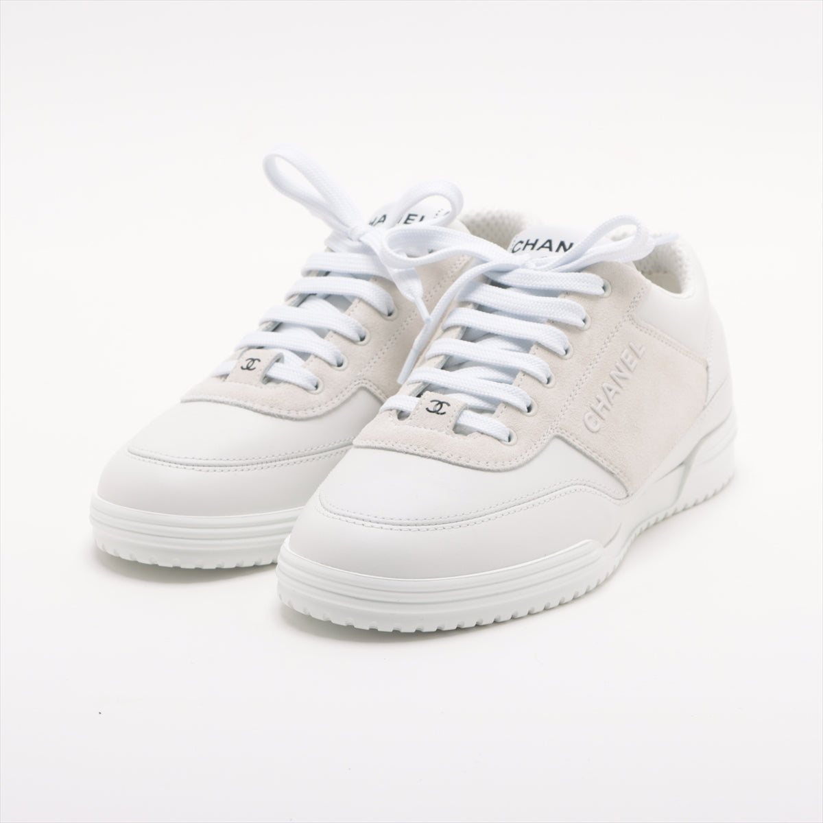 Chanel Coco 24C Leather X  Trainers 35  White G45470 Suedeer