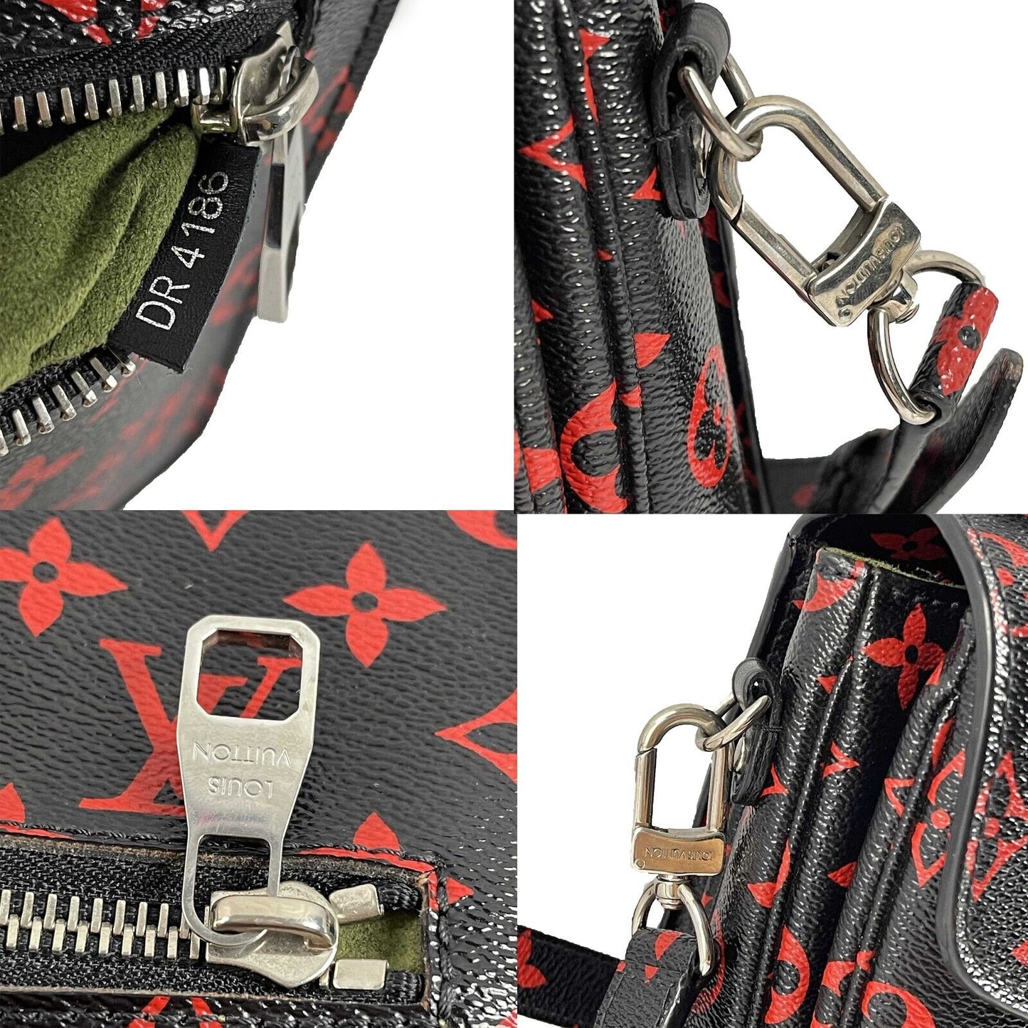 LOUIS VUITTON Very Good Monogram Infrarouge Pochette Metis Black/Red Crossbody