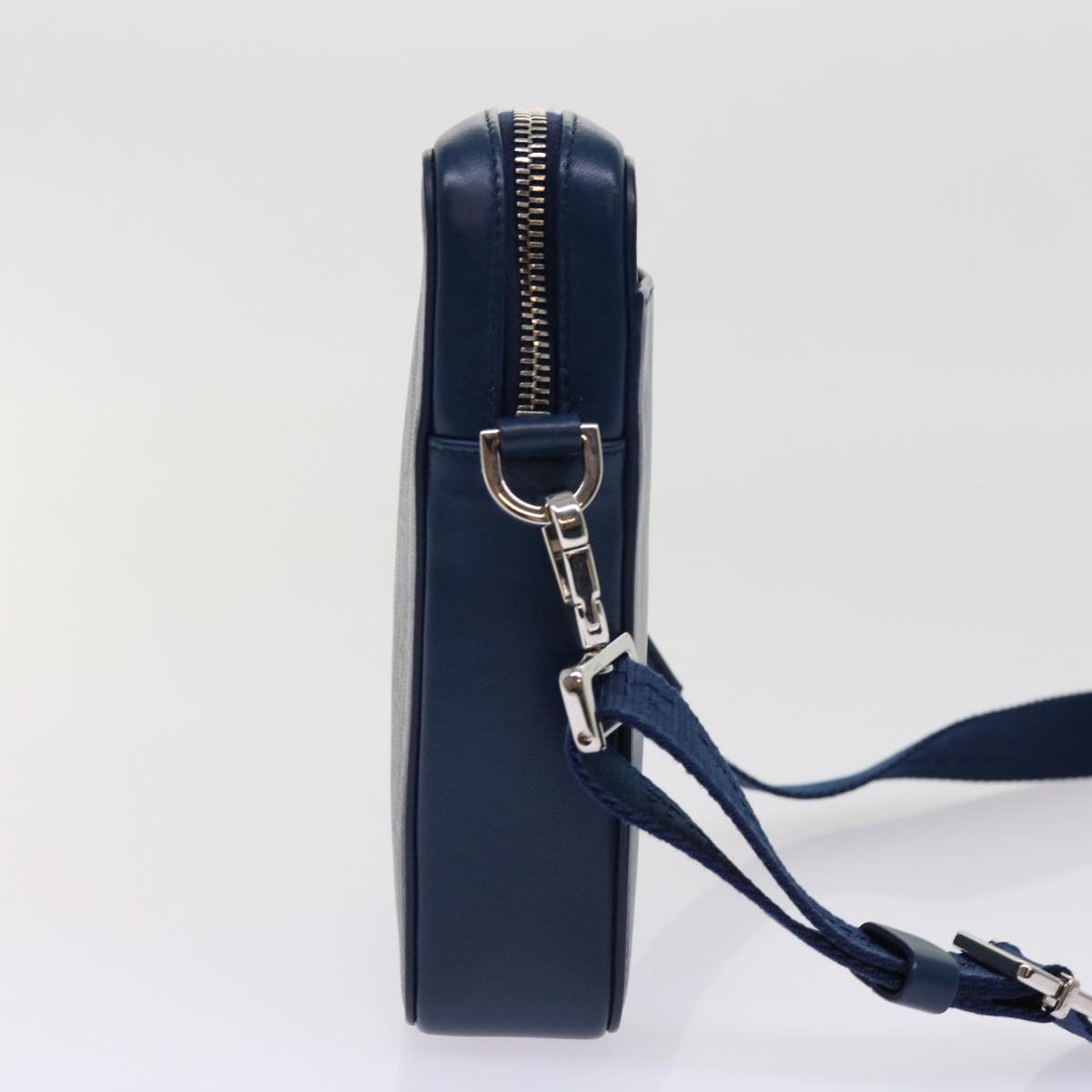 CHRISTIAN DIOR Trotter Canvas Shoulder Bag Blue Auth 62901A