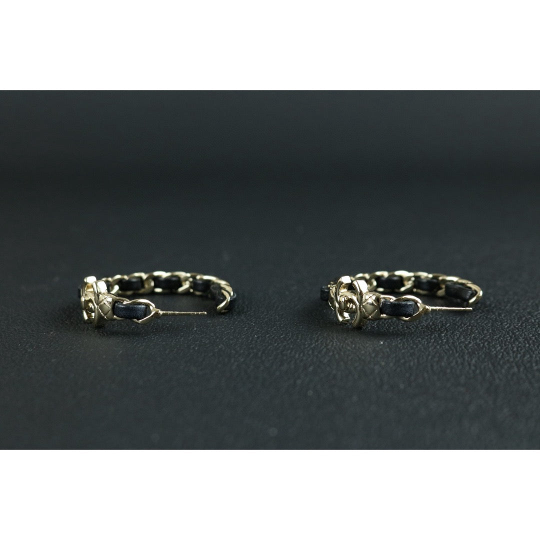 Excellent（Rank SA）｜ CHANEL Coco Mark Leather chain Earrings｜W25030117