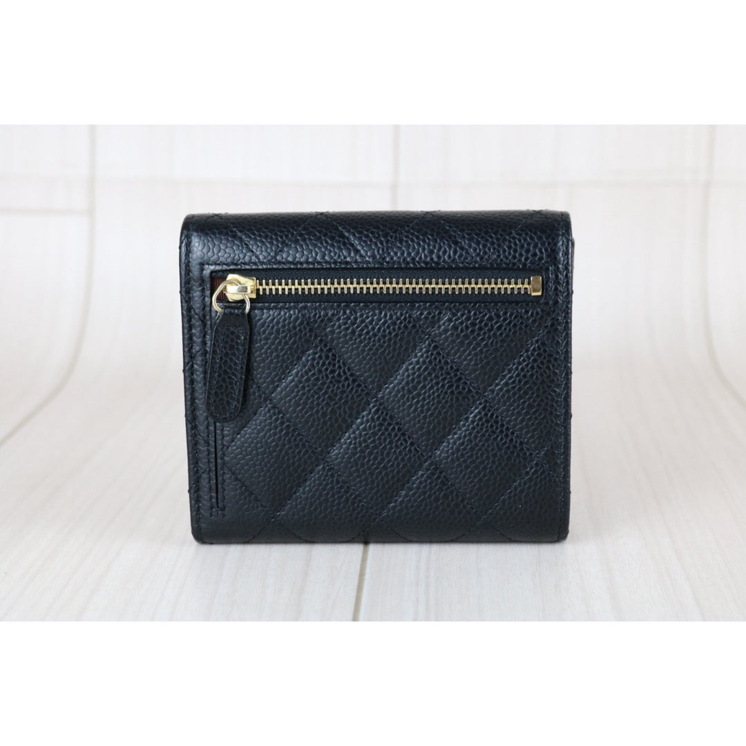 Very Good ( Rank A)｜Chanel Caviar Skin Black Wallet Made In 2016-2017Year ｜S25071505