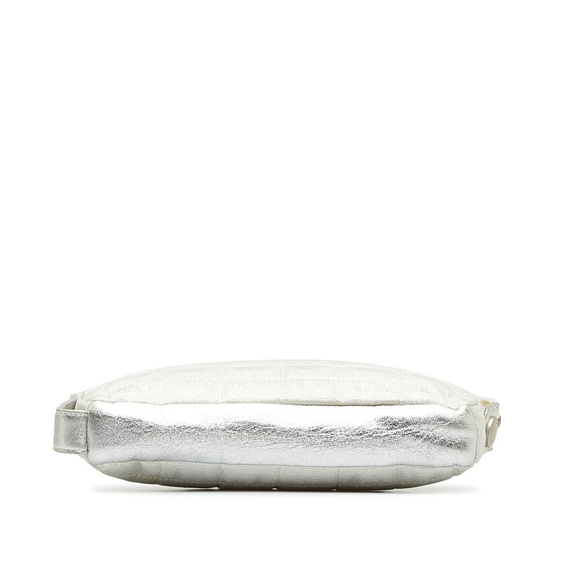 Chanel New Label Line Porch ilver White Nylon Leather  CHANEL