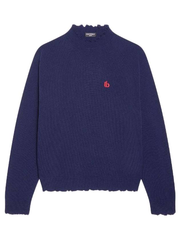 Luxury Balenciaga  B Logo Knit Top Navy