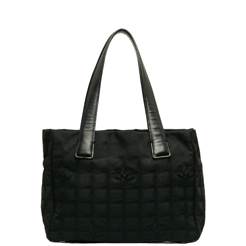 Chanel New Label Line  PM houlder Bag Black Nylon Leather Canvas  Chanel