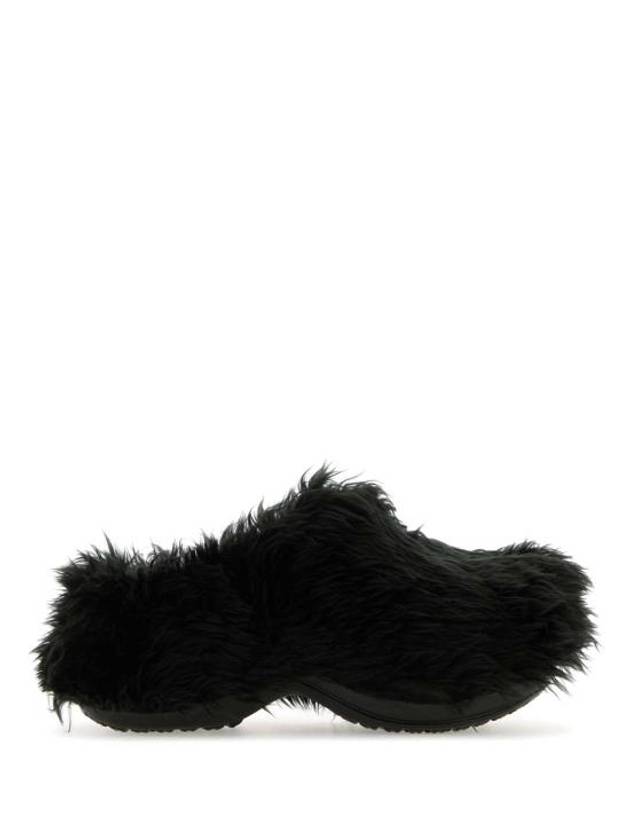 Luxury Balenciaga  Fake Fur Mule Black