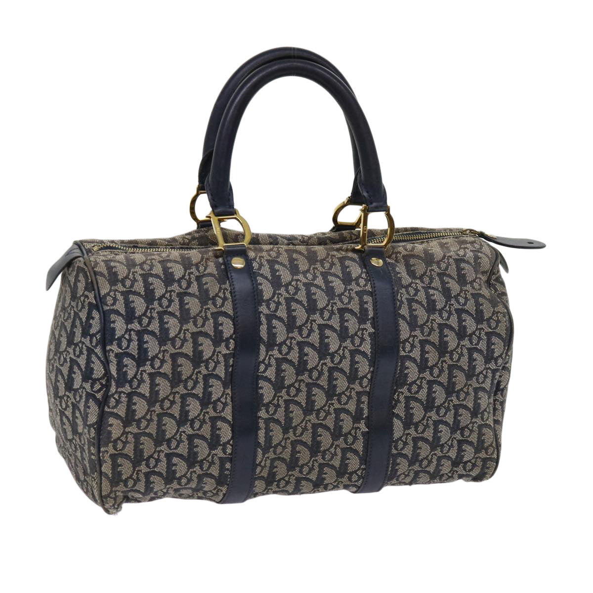 CHRISTIAN DIOR Trotter Canvas Hand Bag Navy Auth 63255
