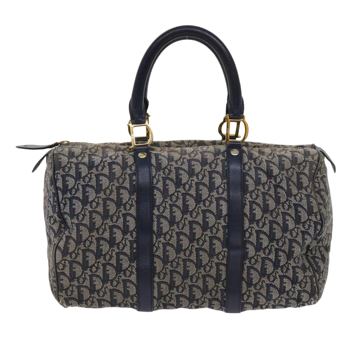 CHRISTIAN DIOR Trotter Canvas Hand Bag Navy Auth 63255