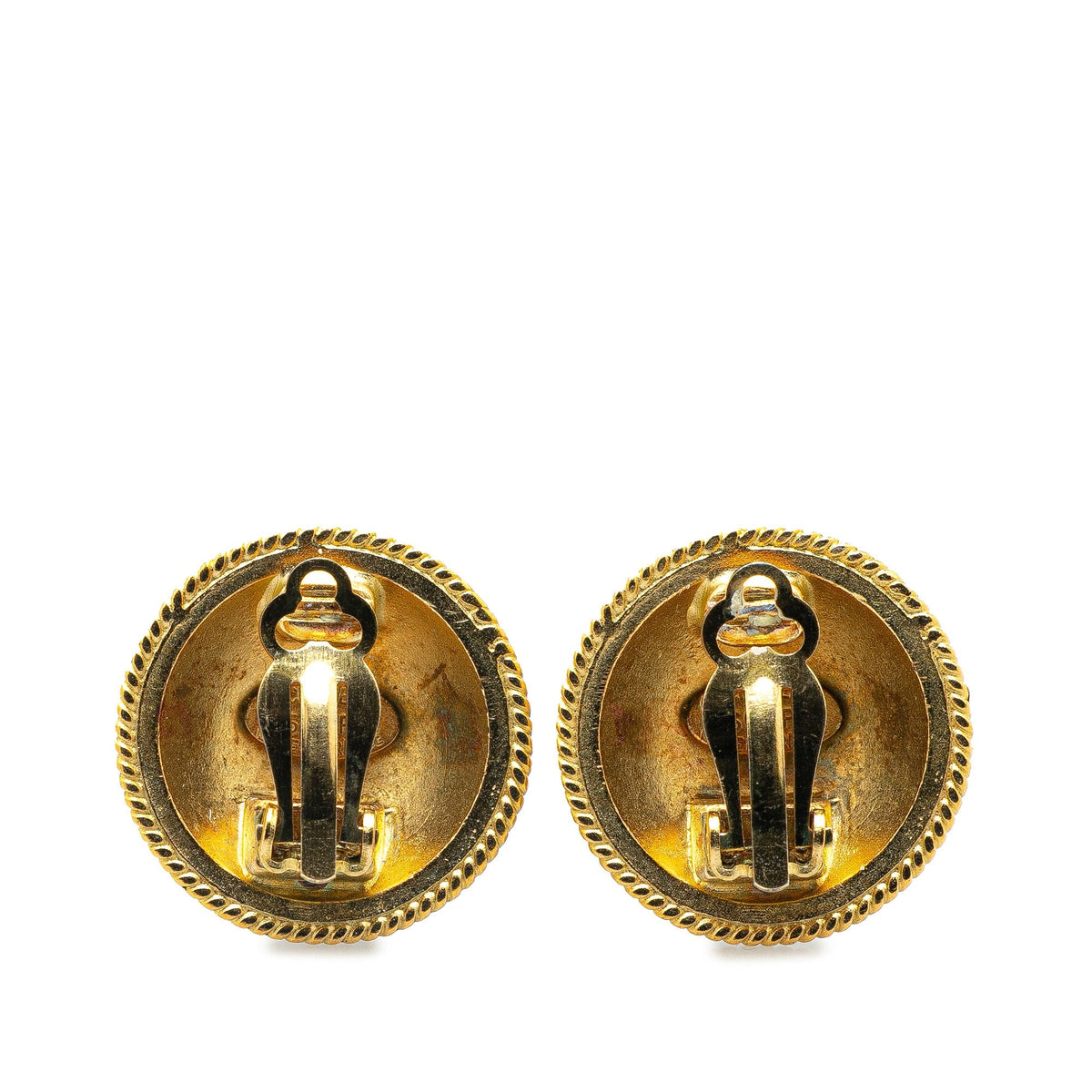 Gold Chanel Gold Plated CC Clip On Earrings