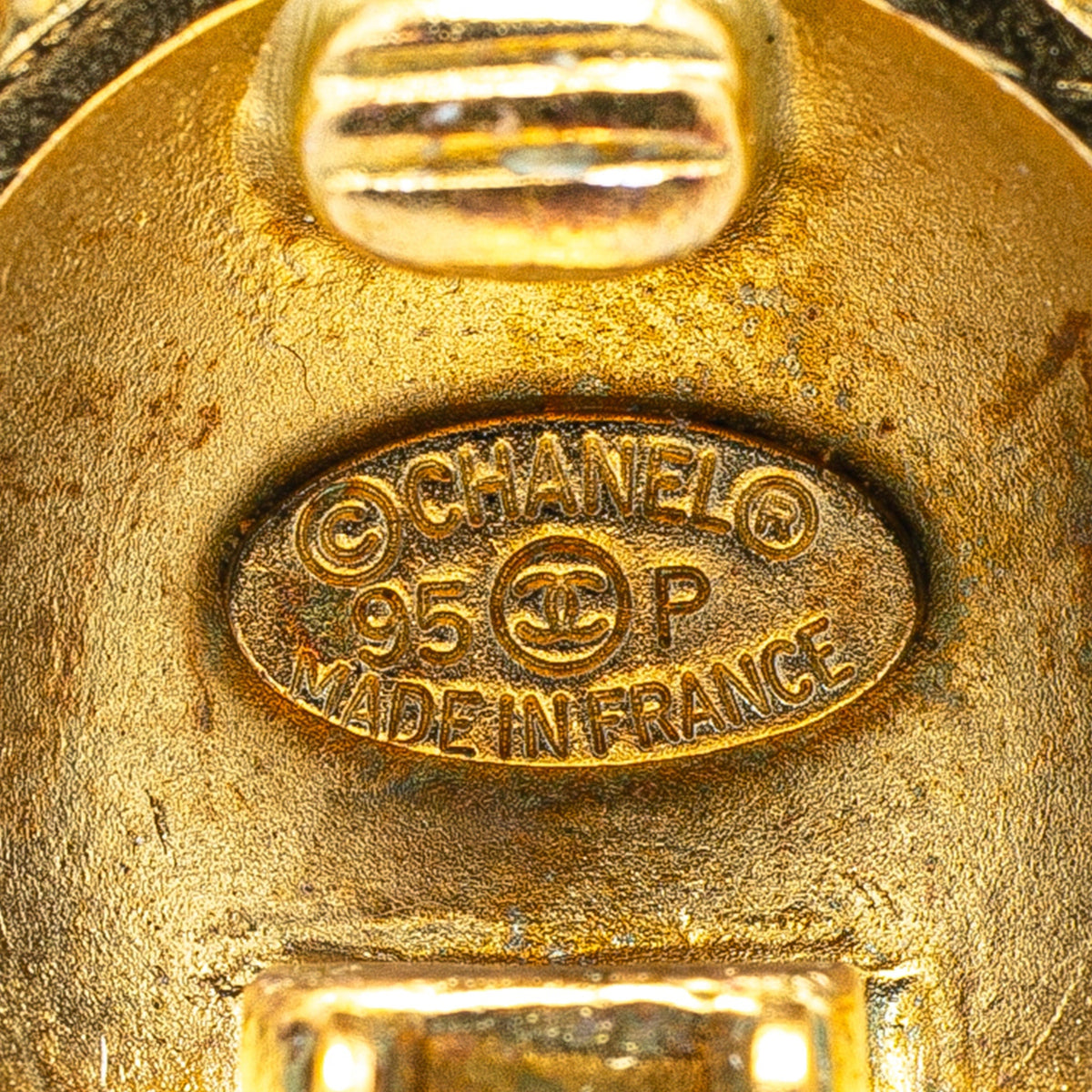 Gold Chanel Gold Plated CC Clip On Earrings