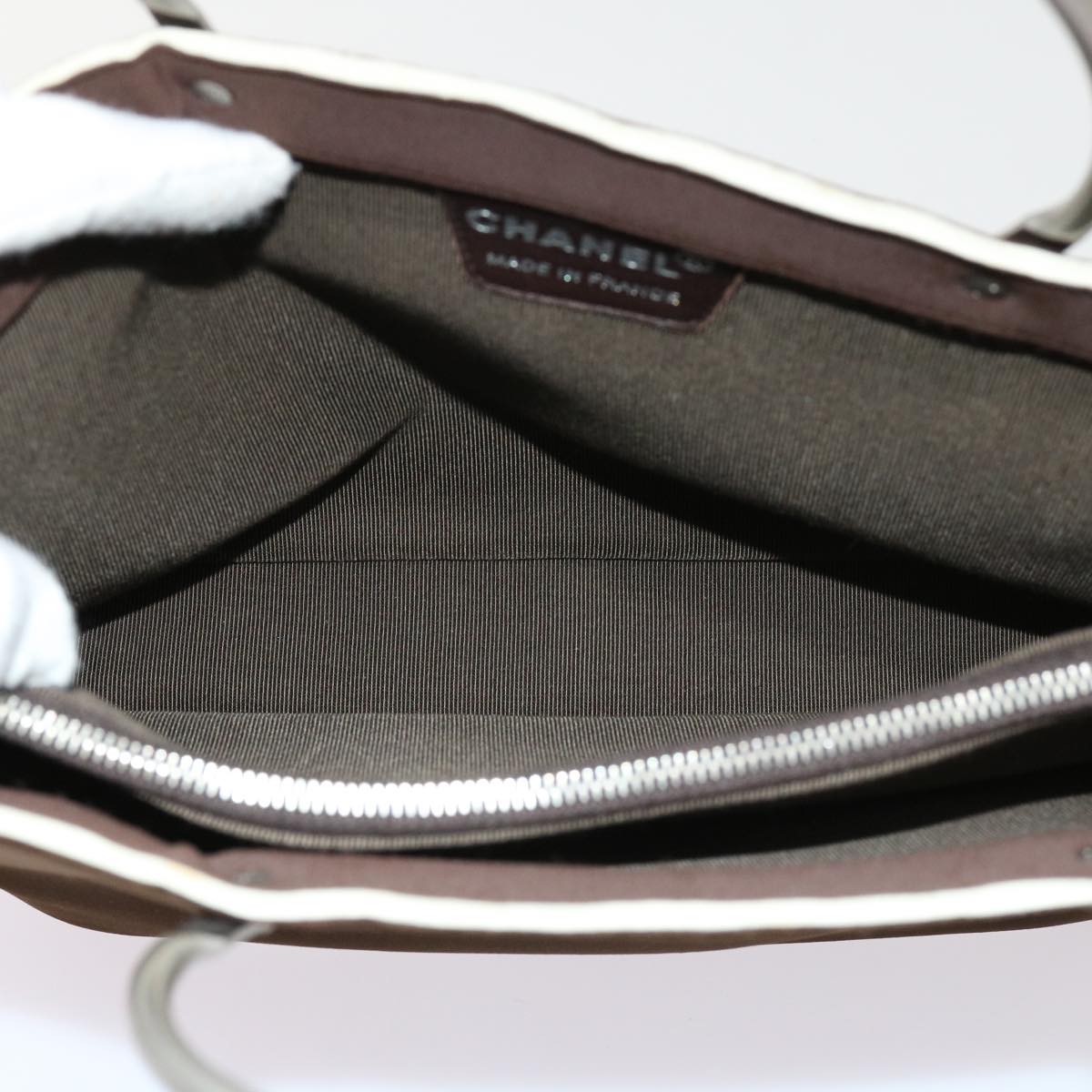 Top Quality Chanel Hand Bag Nylon Brown CC Auth 63436