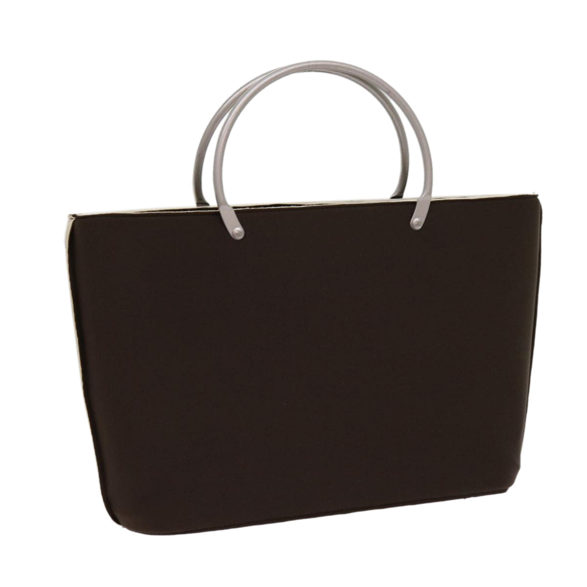 CHANEL Hand Bag Nylon Brown Cc Auth 63436