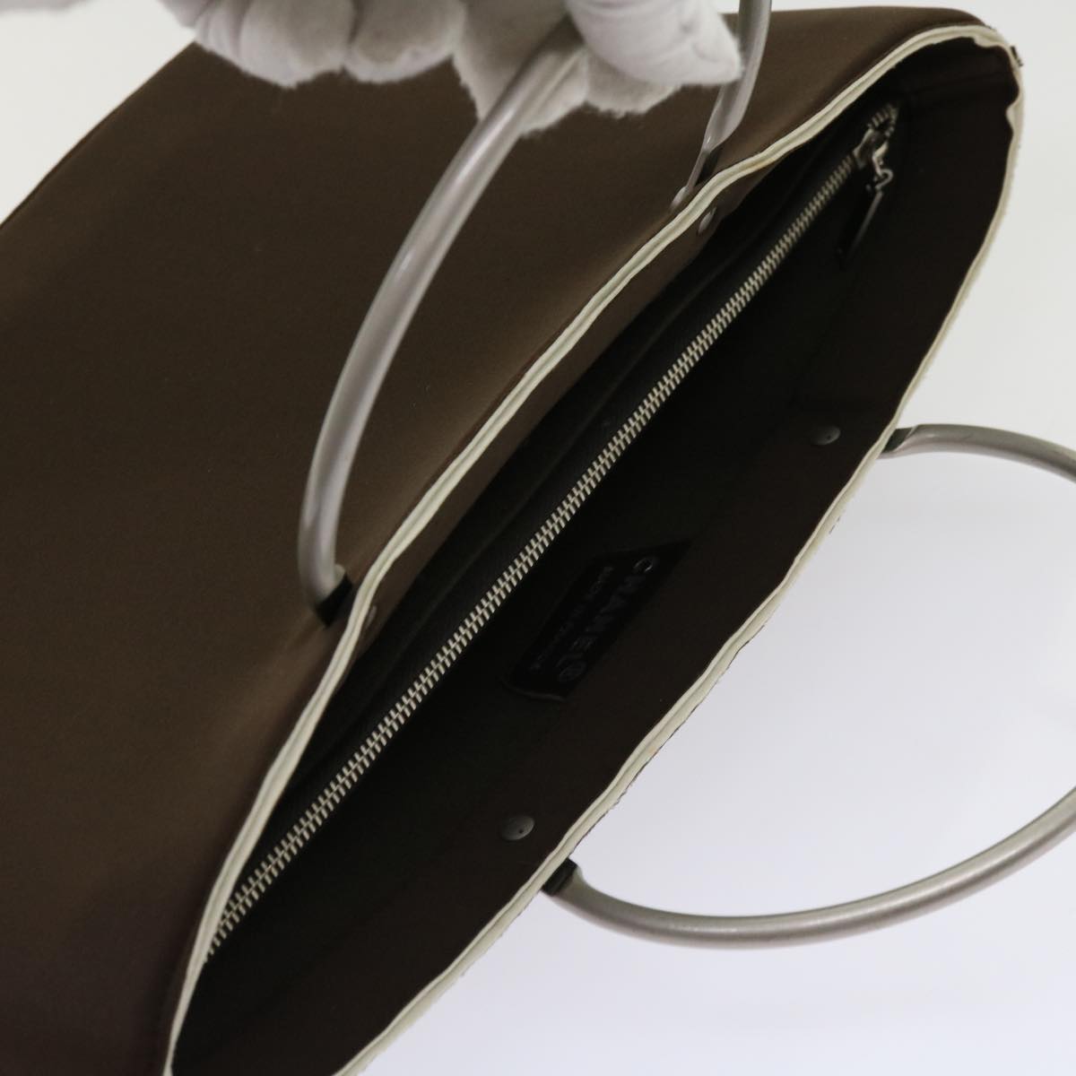 Top Quality Chanel Hand Bag Nylon Brown CC Auth 63436
