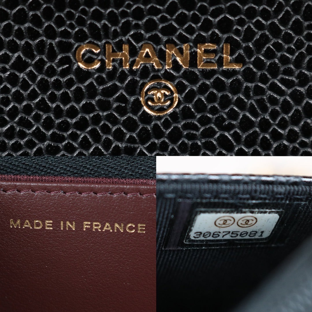 Rank SA｜ CHANEL Matelasse Caviar Skin Chain Wallet Black Gold Hardware Made in 2020-2021 Year ｜S24061101