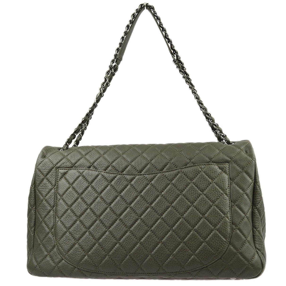 Chanel Gray Calfskin XXL Single Flap Shoulder Bag
