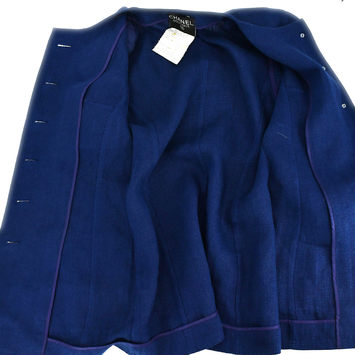 Chanel Setup Suit Jacket Skirt Blue 93C #38
