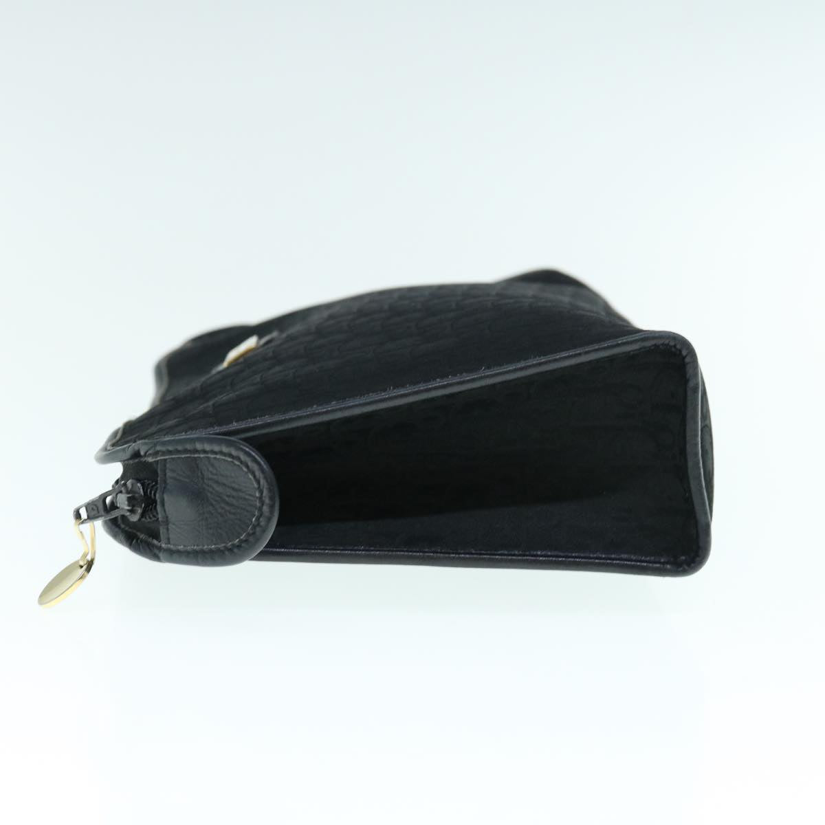 CHRISTIAN DIOR Trotter Canvas Clutch Bag Black Auth 63884