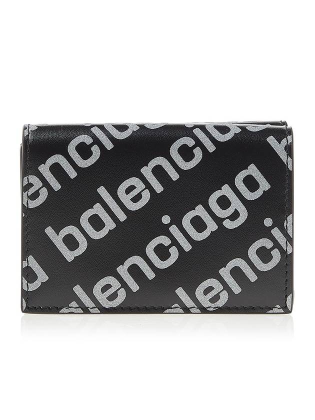 Luxury Balenciaga  All-Over Logo Tri-Fold Half Wallet Black