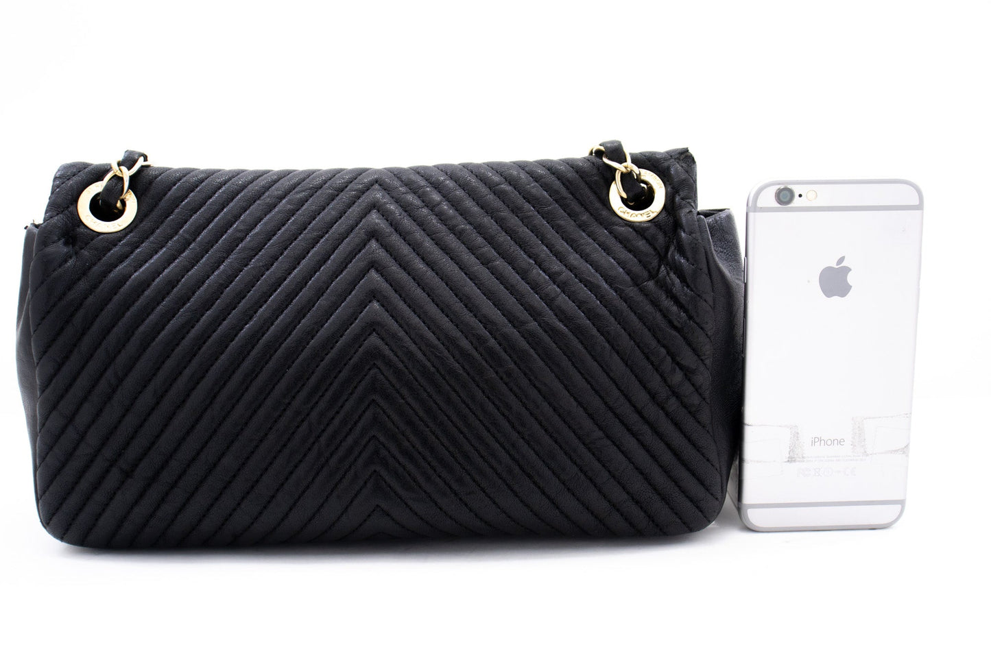 Chanel Chevron V-Stitch Leather Chain Shoulder Bag Single Flap Mat