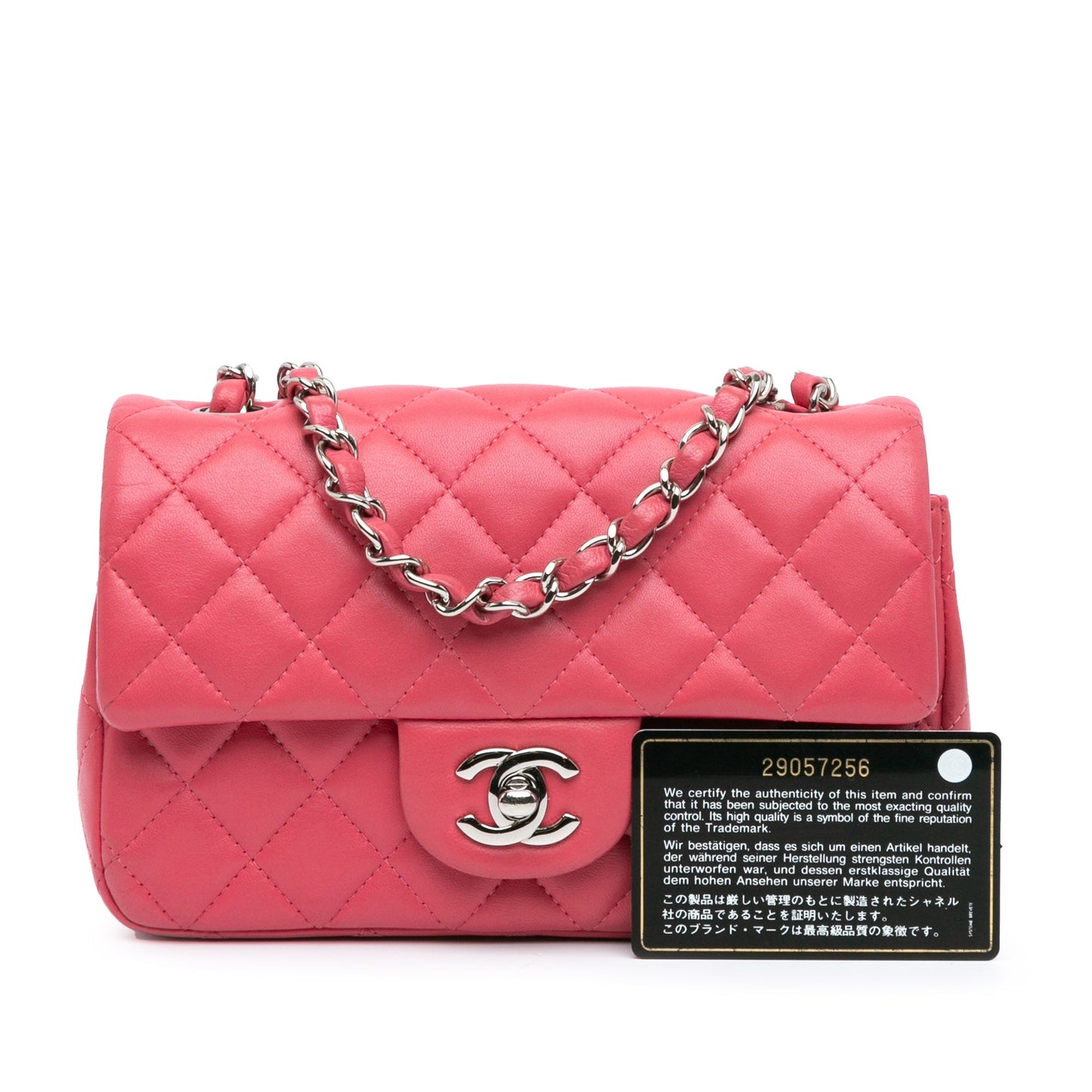 Pink Chanel Mini Rectangular Classic Lambskin Single Flap Crossbody Bag