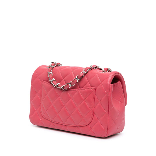 Pink Chanel Mini Rectangular Classic Lambskin Single Flap Crossbody Bag