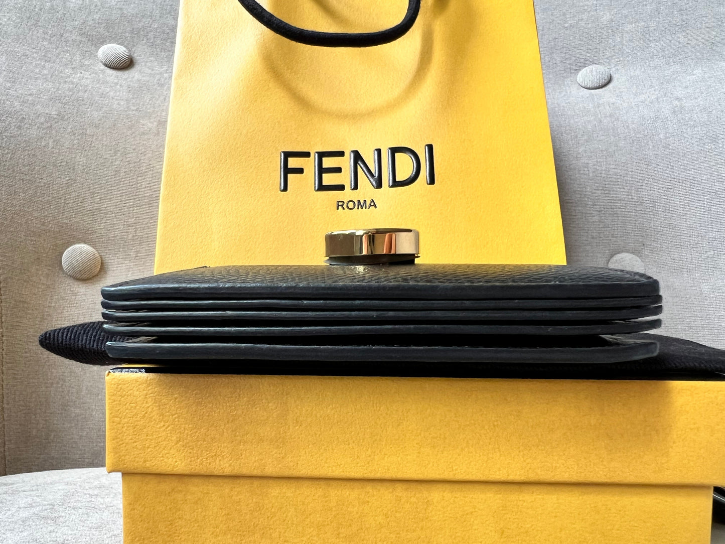 Fendi Black Gusseted Card Holder