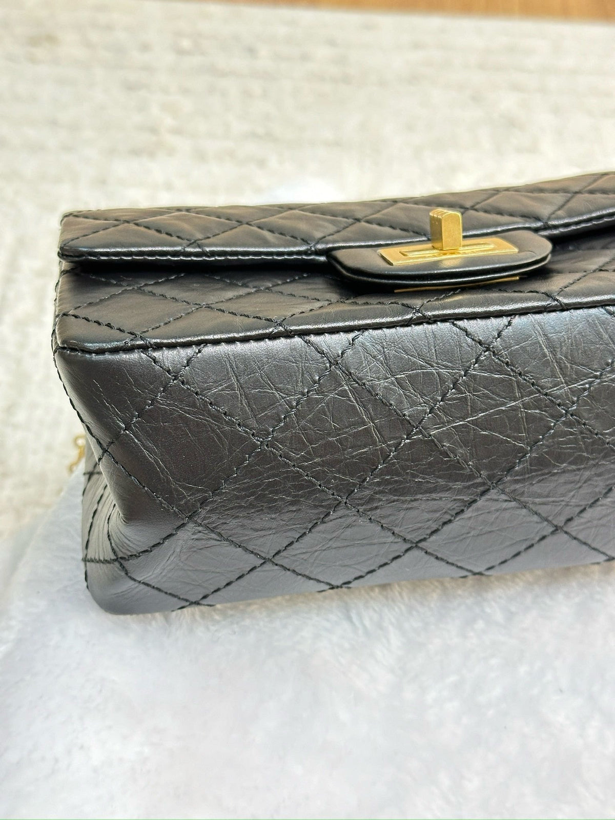 Chanel Mini Aged Calfskin Quilted 2.55 Reissue Flap Black Bag